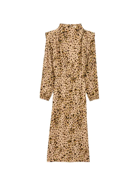 Ba&Sh Hoelia animal-print long-sleeved shift midi dress