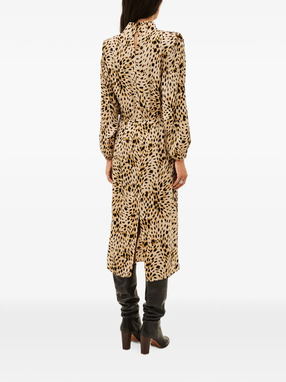 Ba&Sh Hoelia shiftjurk met lange mouwen en dieren-print Beige