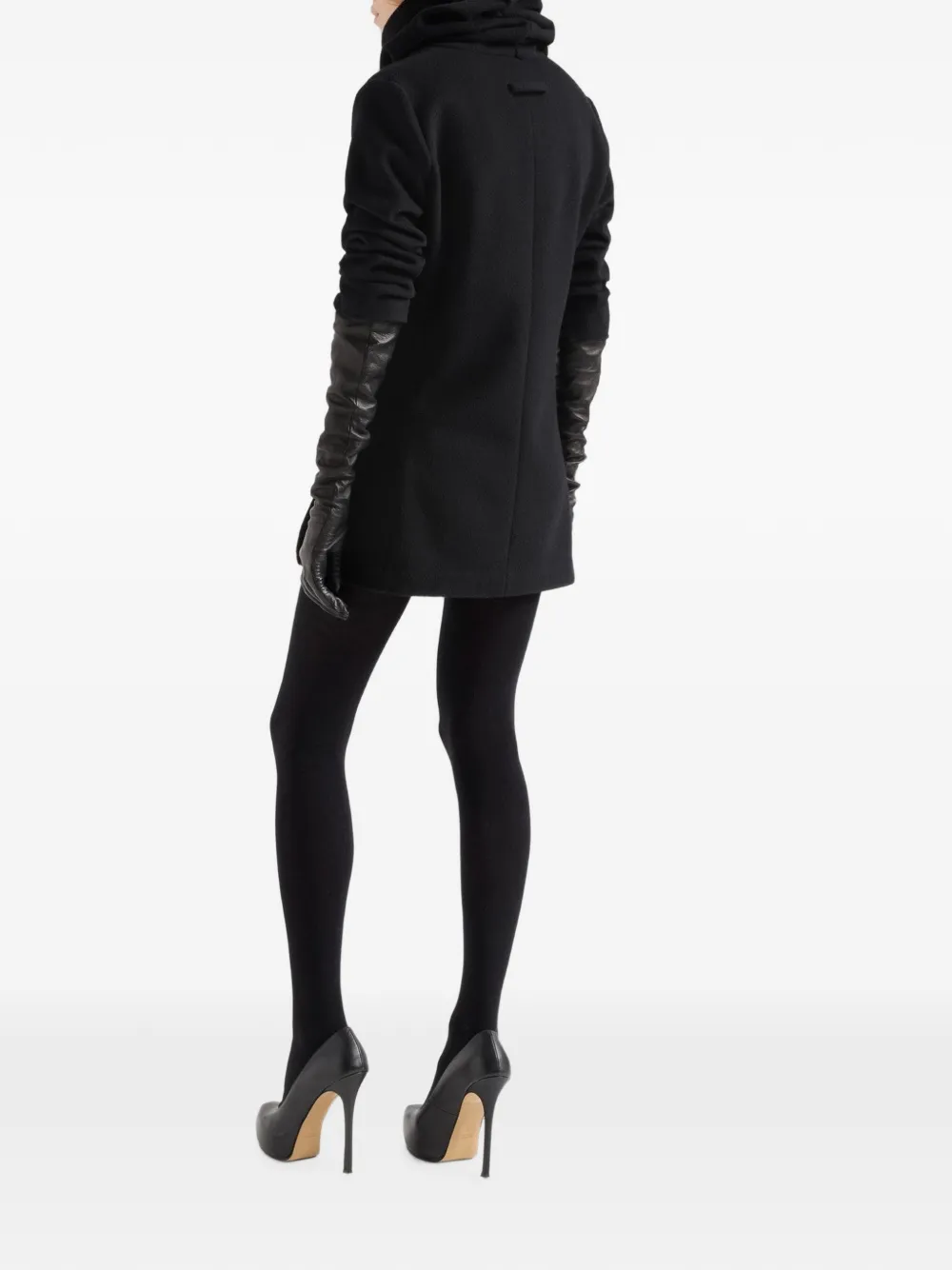 7 For All Mankind Mini-jurk met ruches en hoge hals Zwart