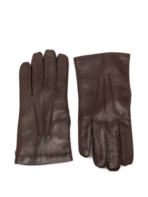 Eleventy stitched-detail leather gloves