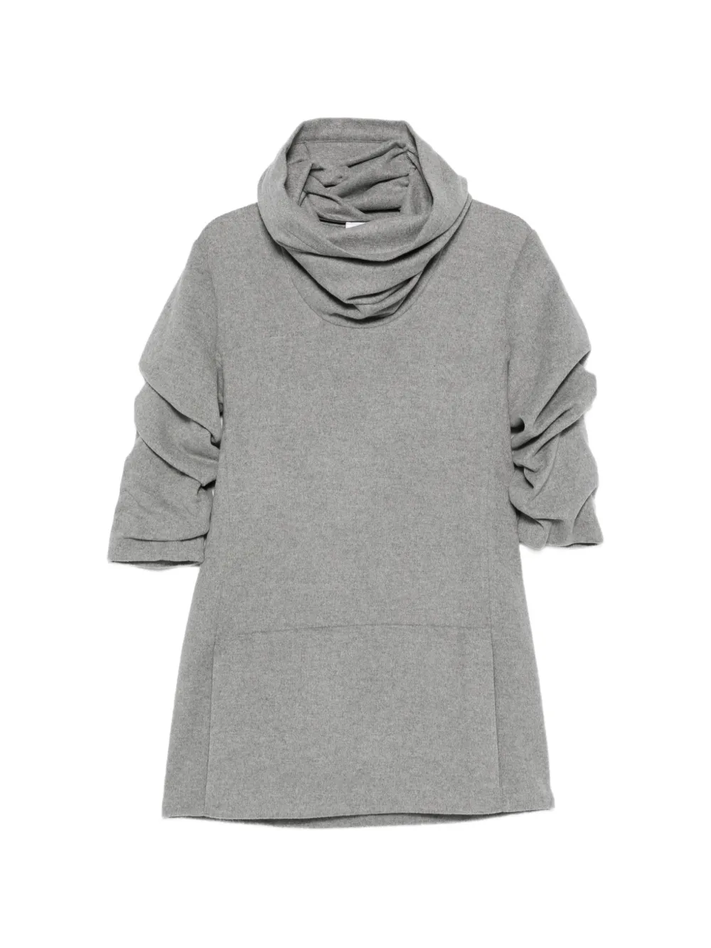 7 For All Mankind ruched-sleeve cowl-neck mini dress