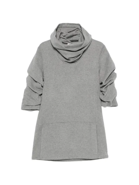 7 For All Mankind vestido corto con mangas fruncidas y cuello drapeado