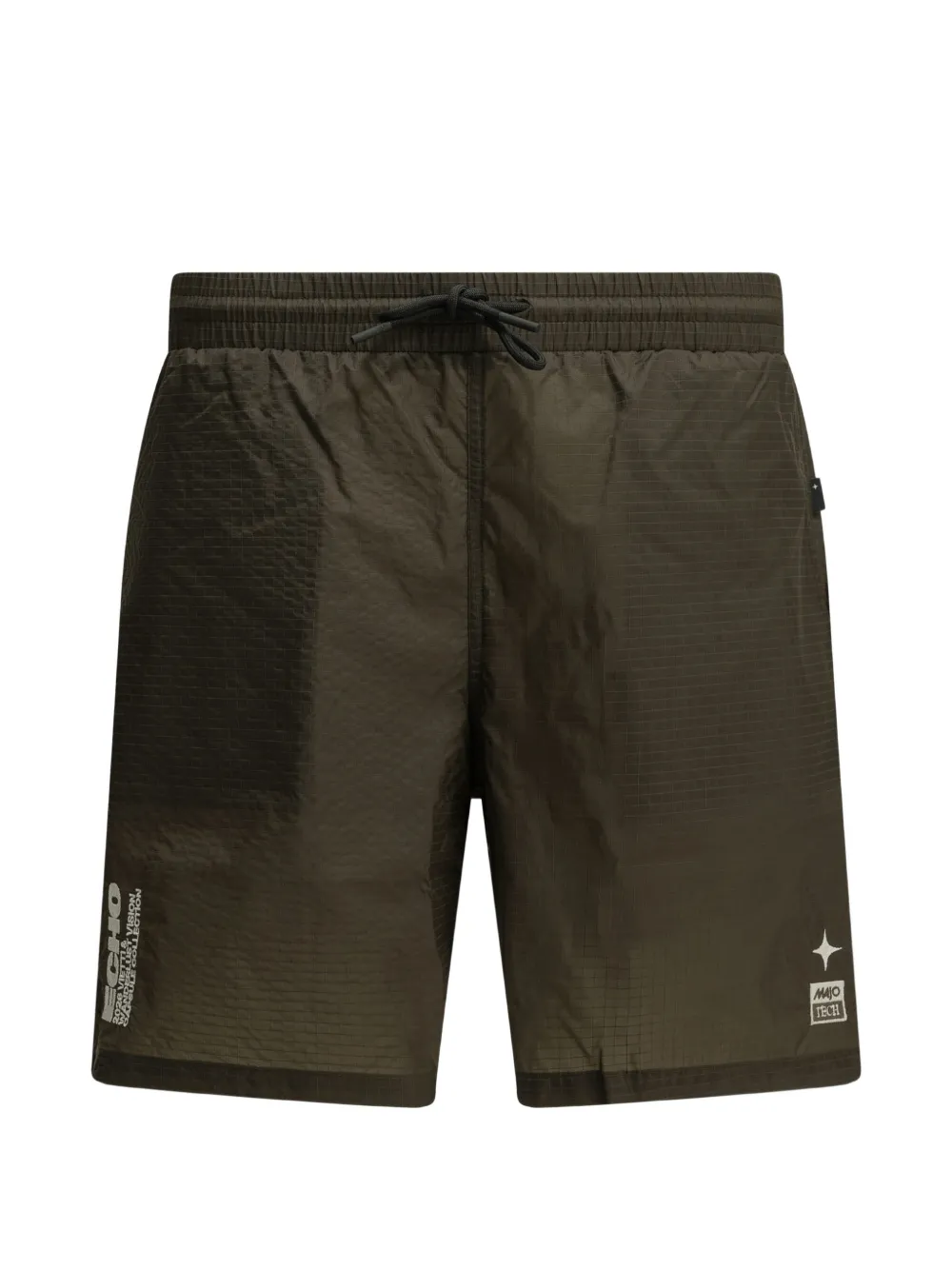 Wanderlust grid-pattern drawstring swim shorts | Brown | Image 1