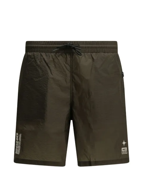 Wanderlust grid-pattern drawstring swim shorts