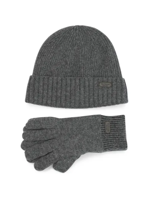 Barbour ribbed-knit beanie hat and gloves set