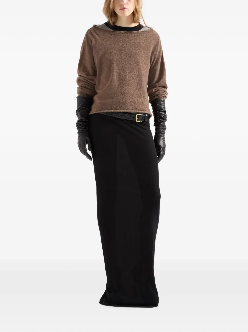 7 For All Mankind Cropped trui met boothals Bruin