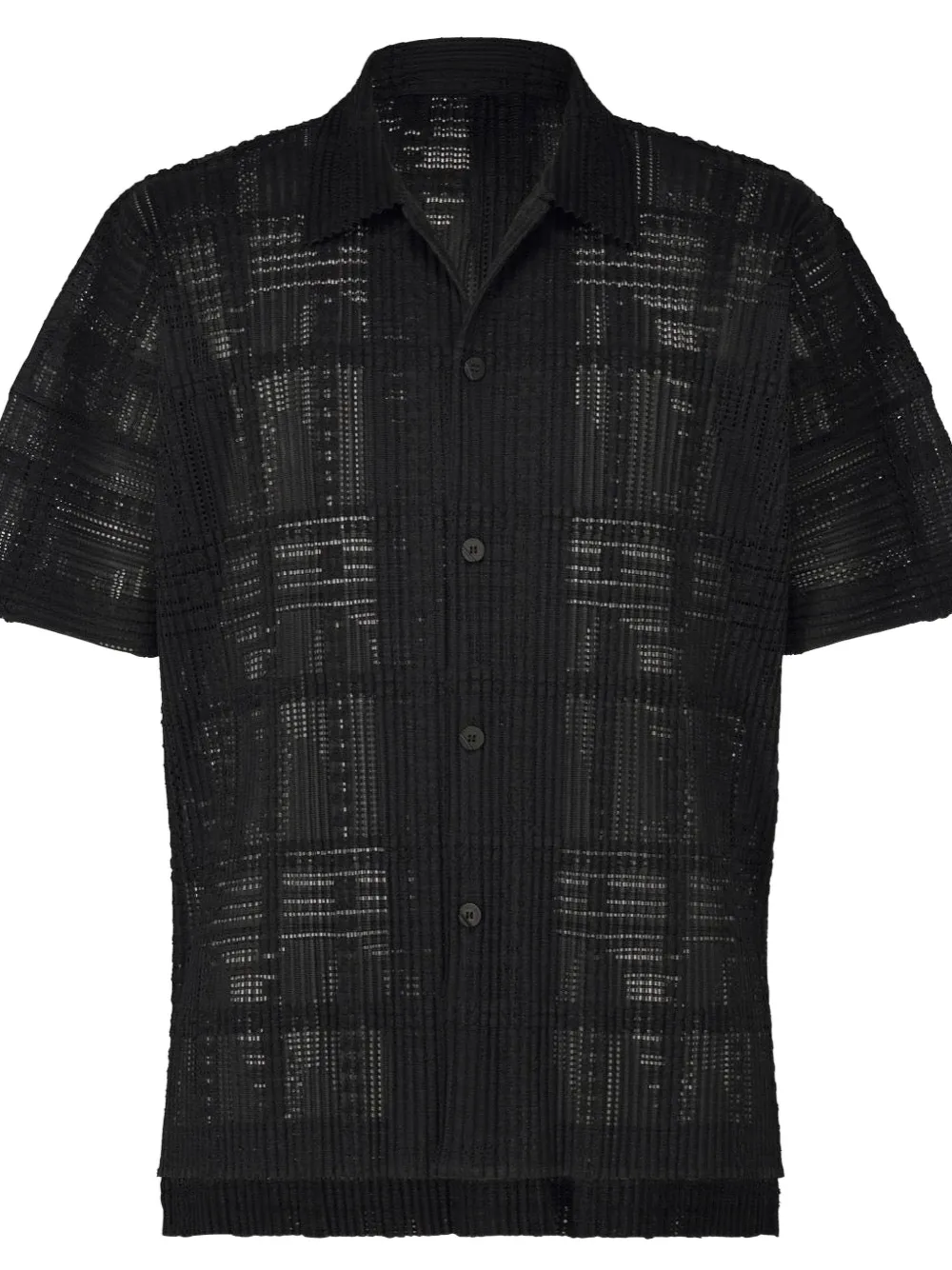 Homme Plissé Issey Miyake Lace Grid Pleats overhemd Zwart
