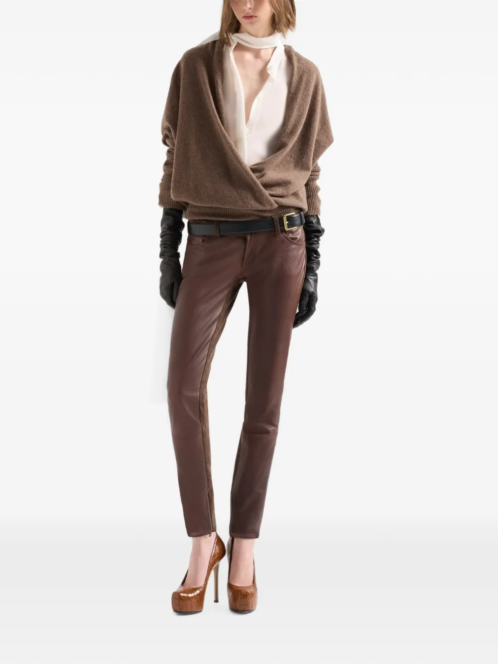7 For All Mankind Wikkeltrui met V-hals Bruin