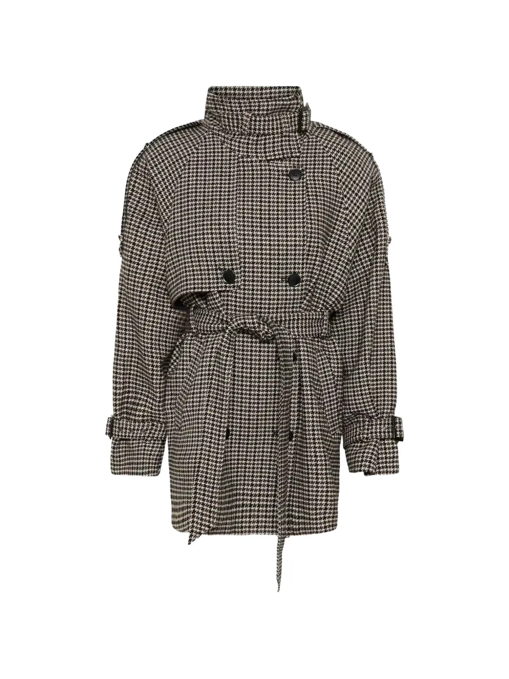 Gestuz houndstooth belted coat - Marron Gestuz houndstooth belted coat - Marron