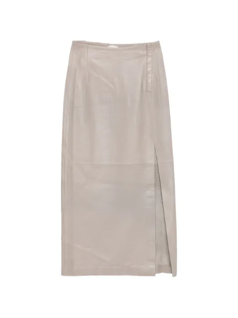 Alysi side-slit leather skirt