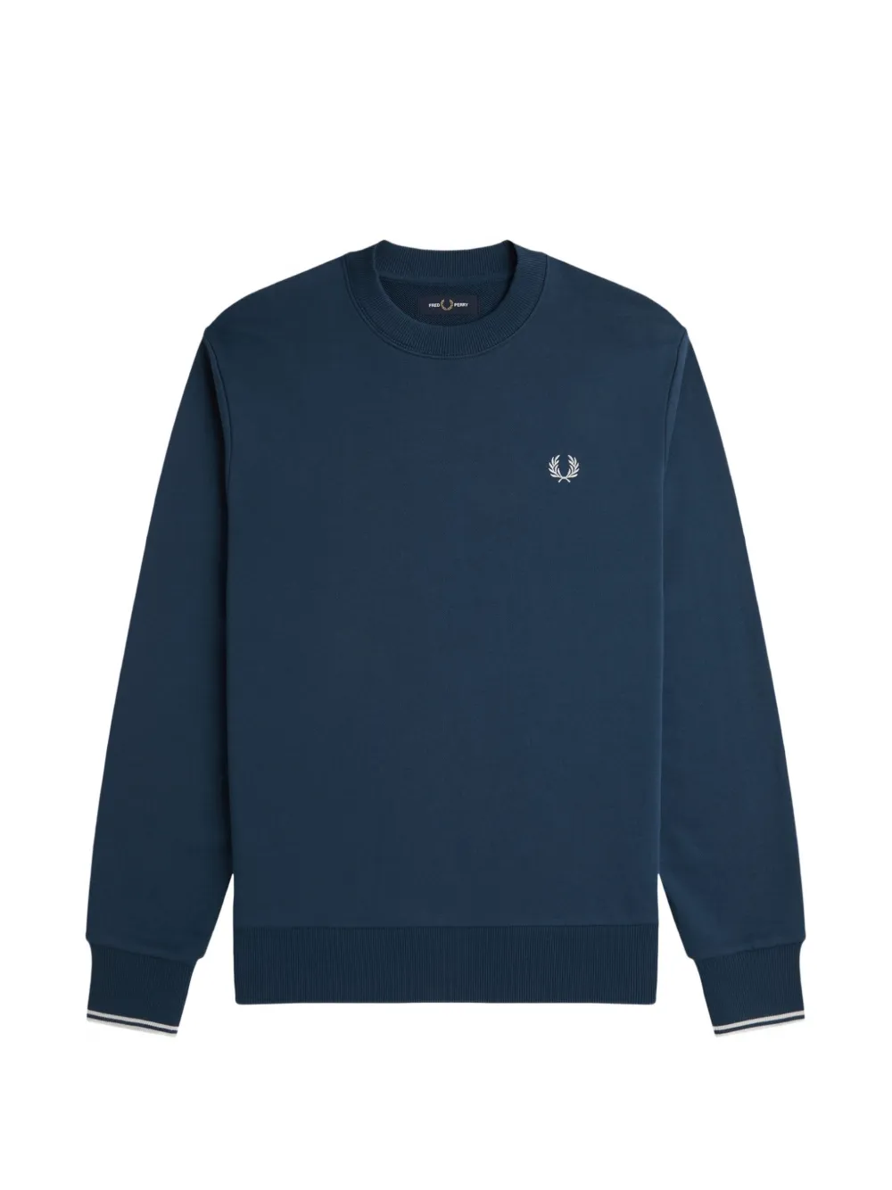 Fred Perry Sweater met geborduurd logo en manchetten Blauw