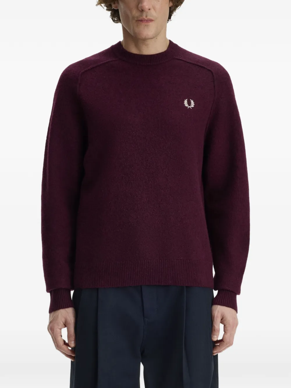 Fred Perry embroidered-logo raglan-sleeve sweatshirt Paars