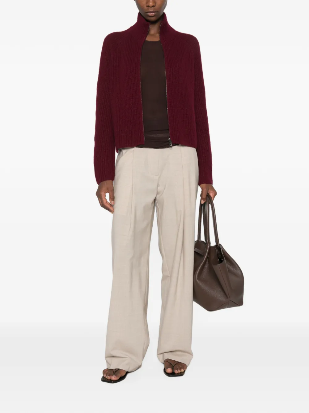 Lisa Yang Sadie ribgebreid vest met rits Rood