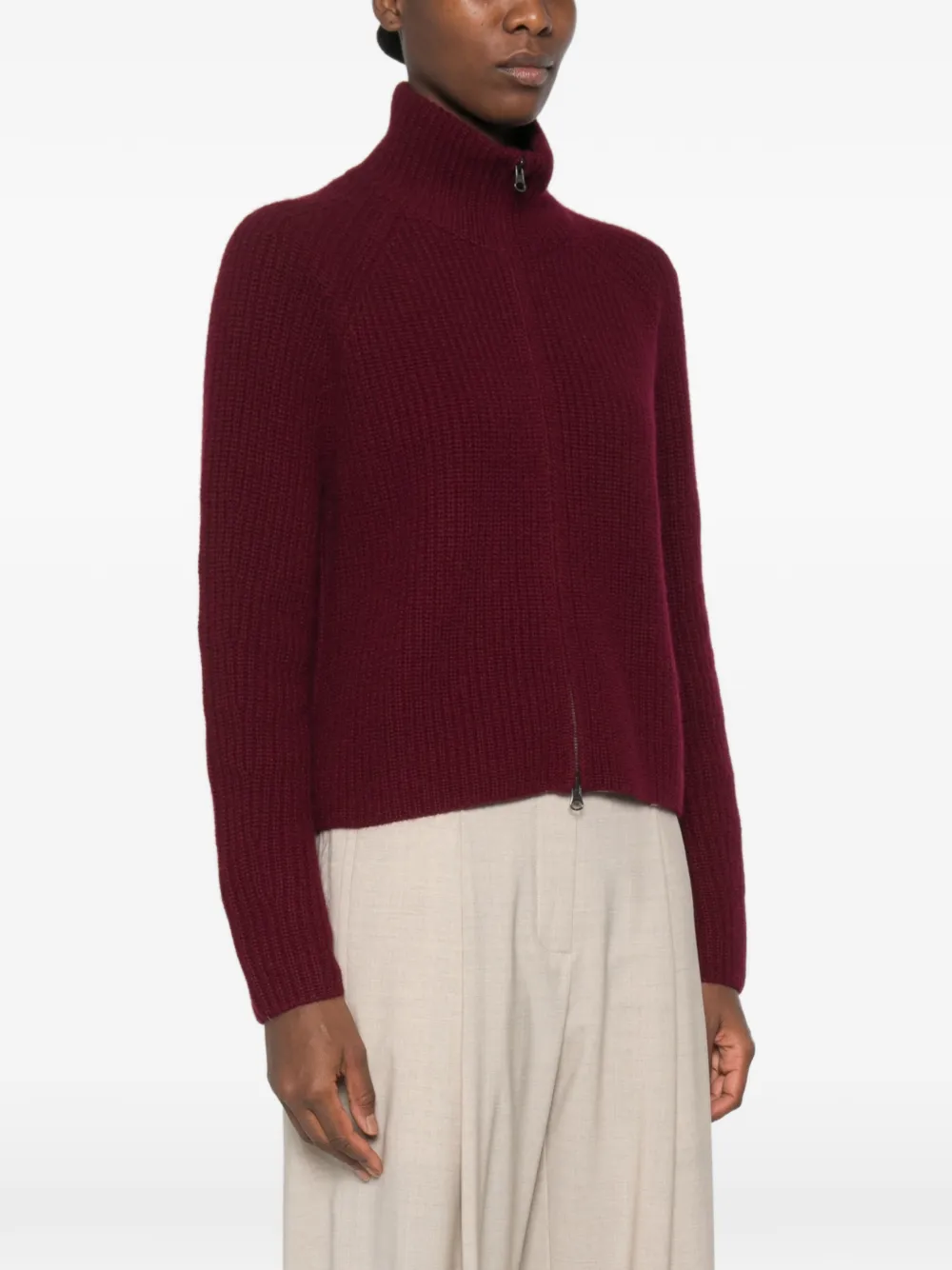 Lisa Yang Sadie ribgebreid vest met rits Rood