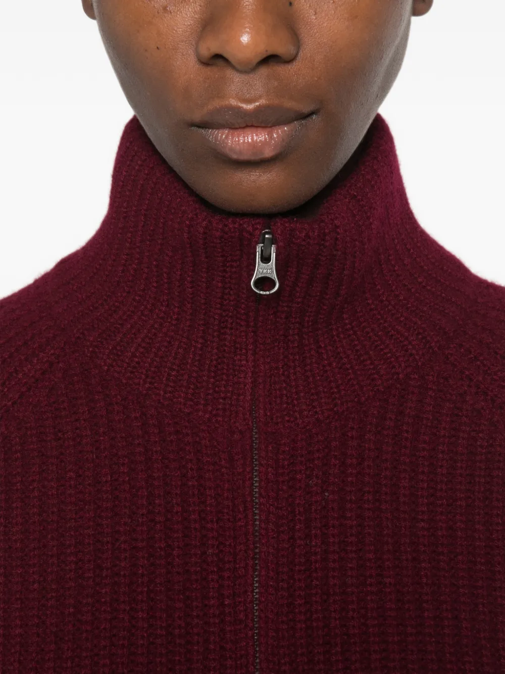Lisa Yang Sadie ribgebreid vest met rits Rood