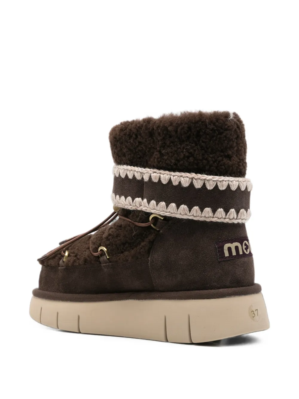 Mou crochet-trim lace-up ankle boots Bruin