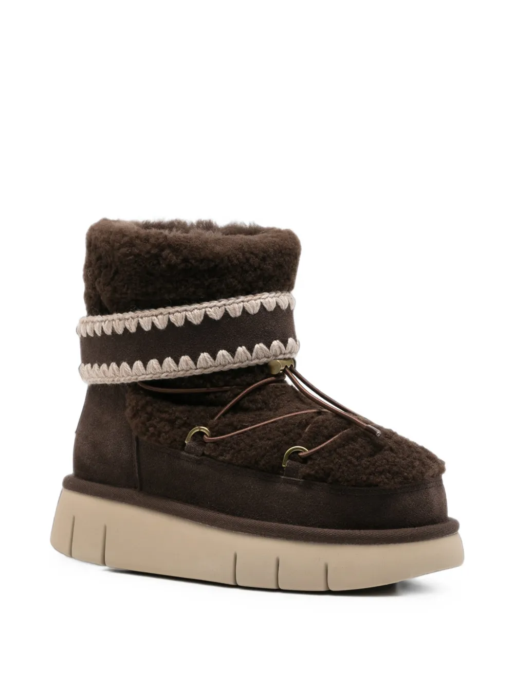 Mou crochet-trim lace-up ankle boots Bruin