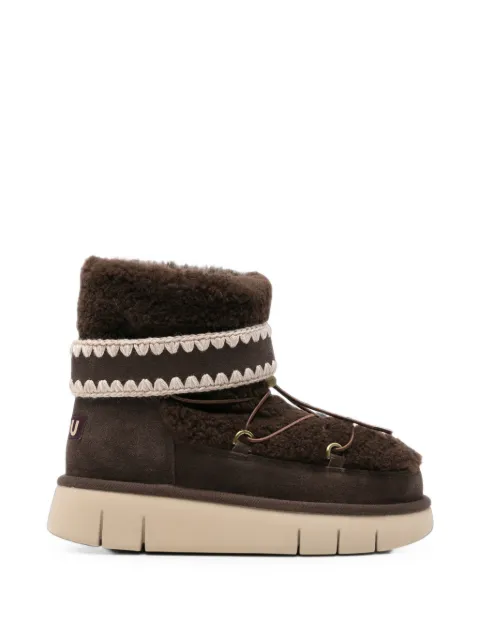 Mou crochet-trim lace-up ankle boots