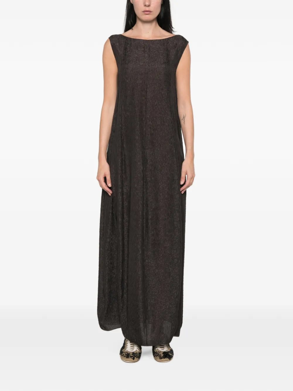 Cortana Anhelo Textured Maxi Dress in Brown, view 3