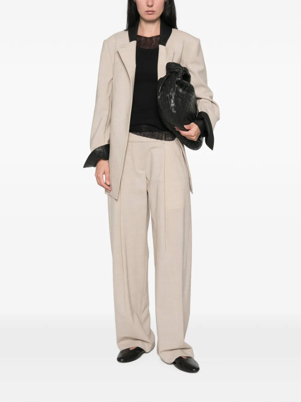Cortana Mesh-knit Long-sleeve Top in Black, view 2