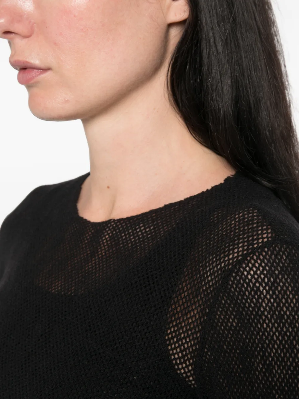 Cortana Mesh-knit Long-sleeve Top in Black, view 5