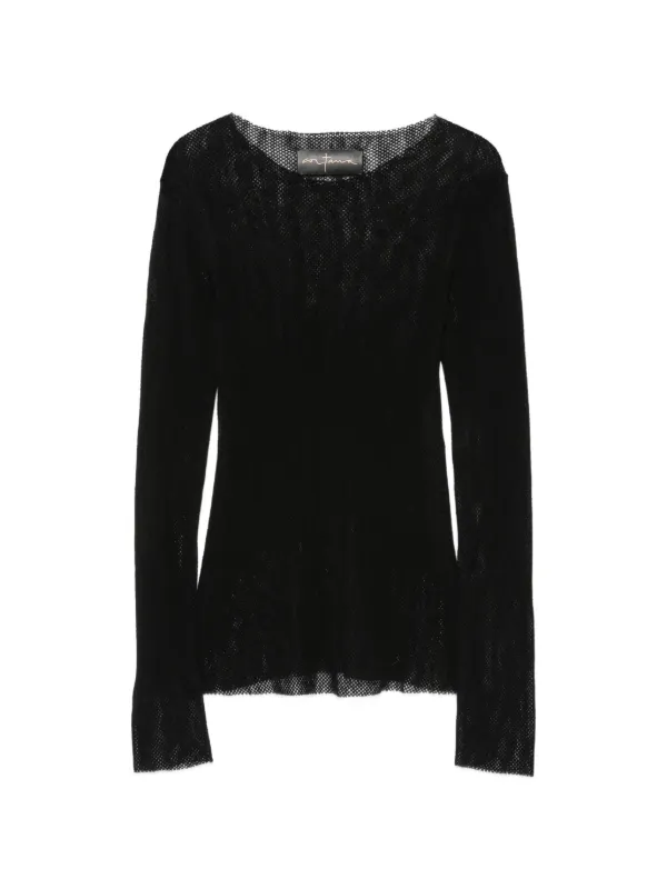 Cortana Mesh-knit Long-sleeve Top in Black