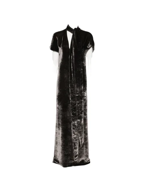 Cortana vestido largo Iris de terciopelo con cuello lazado