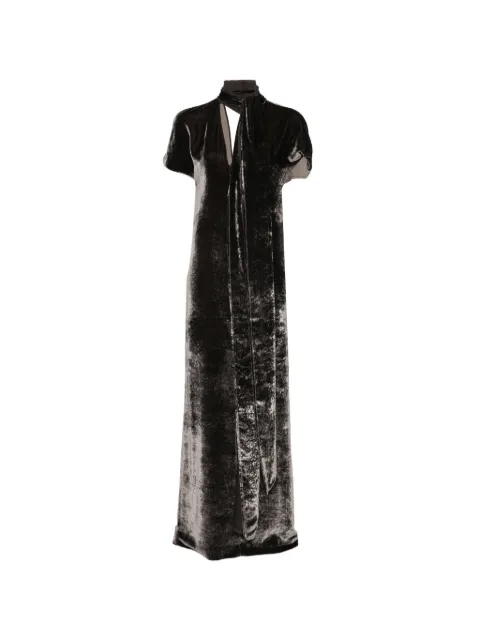 Cortana robe longue Iris en velours à col noué