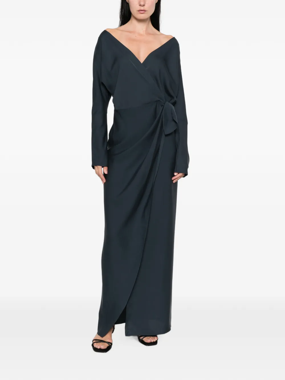 Cortana Wrap-style Tied-waist Maxi Dress in Blue, view 2