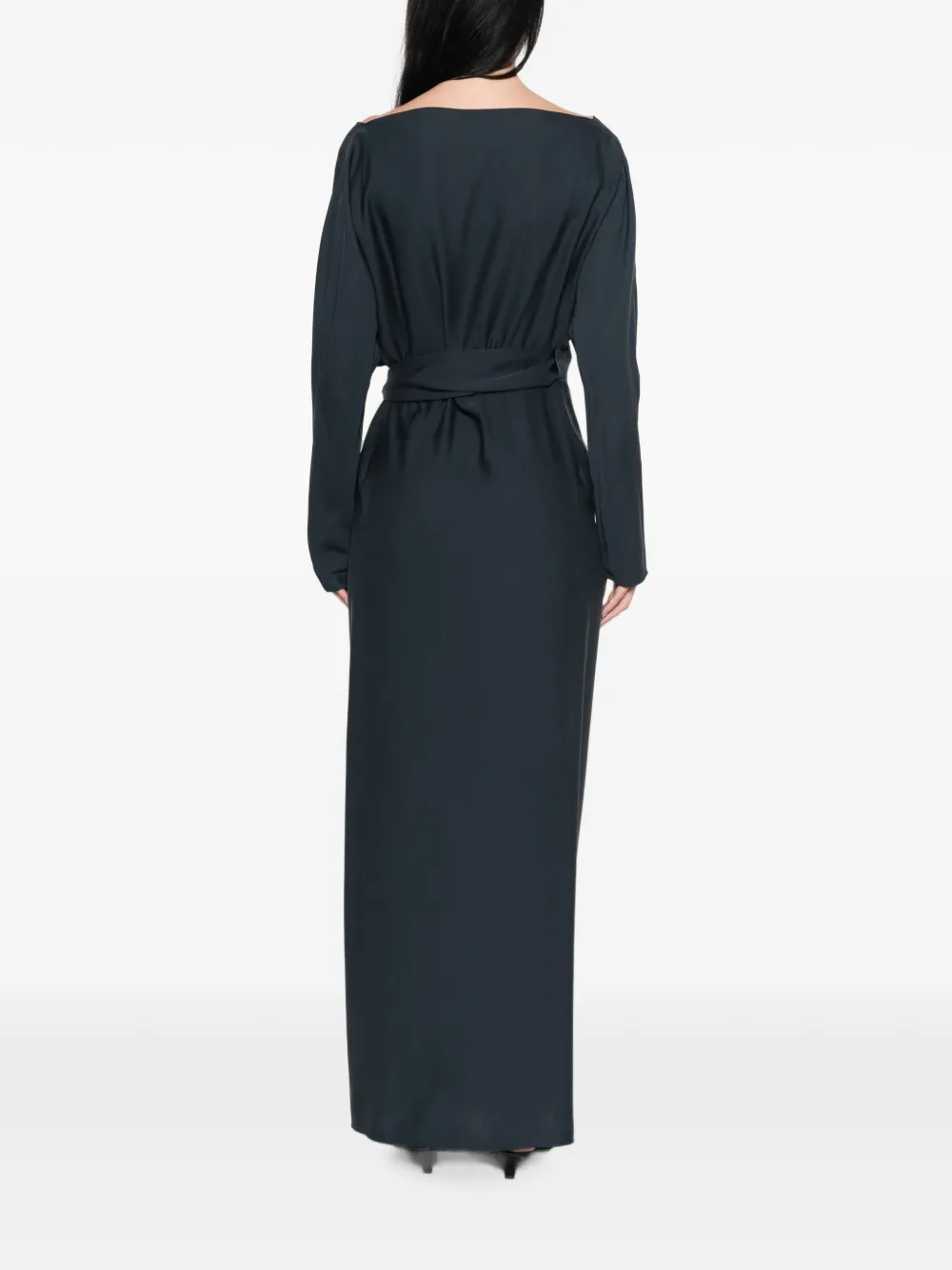 Cortana Wrap-style Tied-waist Maxi Dress in Blue, view 4