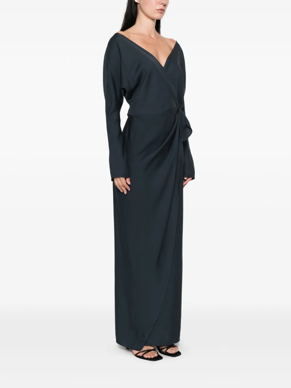 Cortana Wrap-style Tied-waist Maxi Dress in Blue, view 3