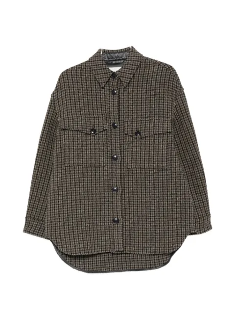 Closed houndstooth-pattern button-up jacket