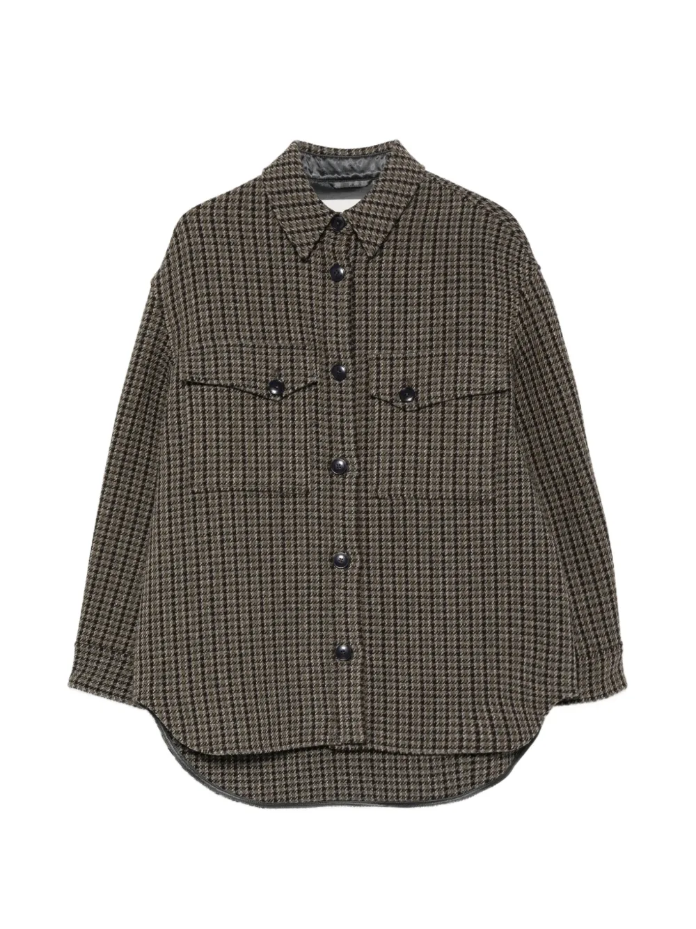 Closed houndstooth-pattern button-up jacket | Brown | Image 1