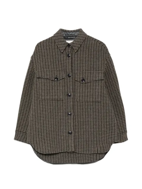 Closed houndstooth-pattern button-up jacket