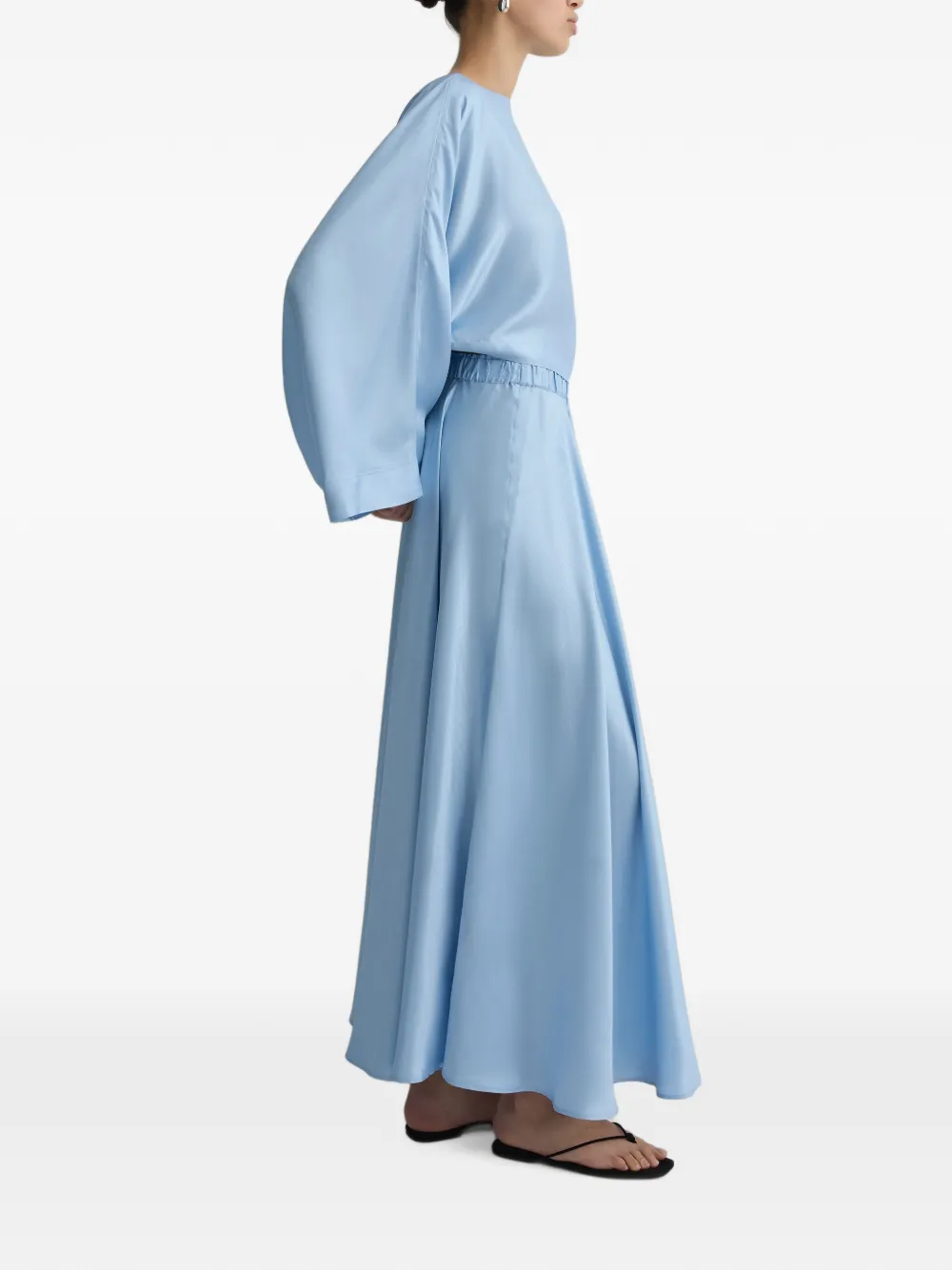 BONDI BORN Como Cropped Blouse in Blue, view 3