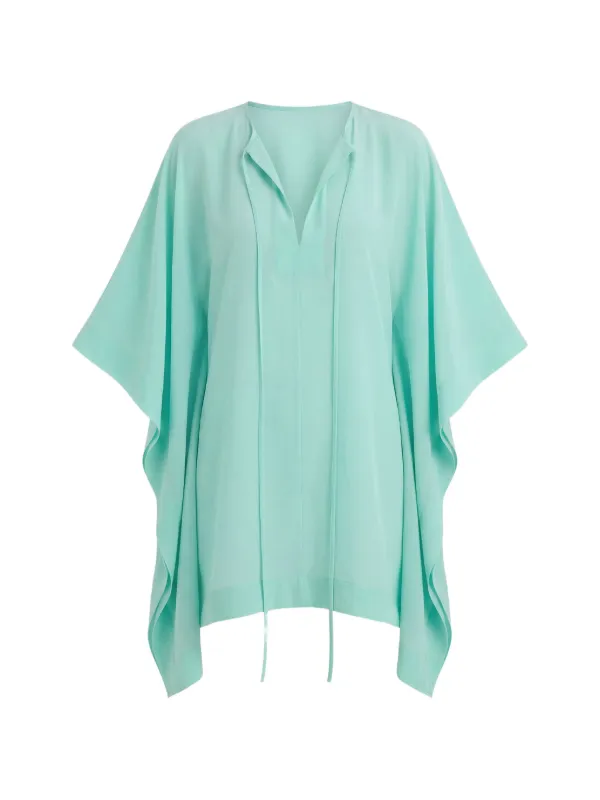 Bondi Born Orta Silk Mini Caftan Dress in Green