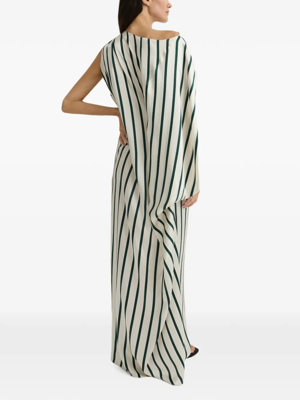 BONDI BORN Cannes Asymmetric Striped Maxi Dress in White, view 5