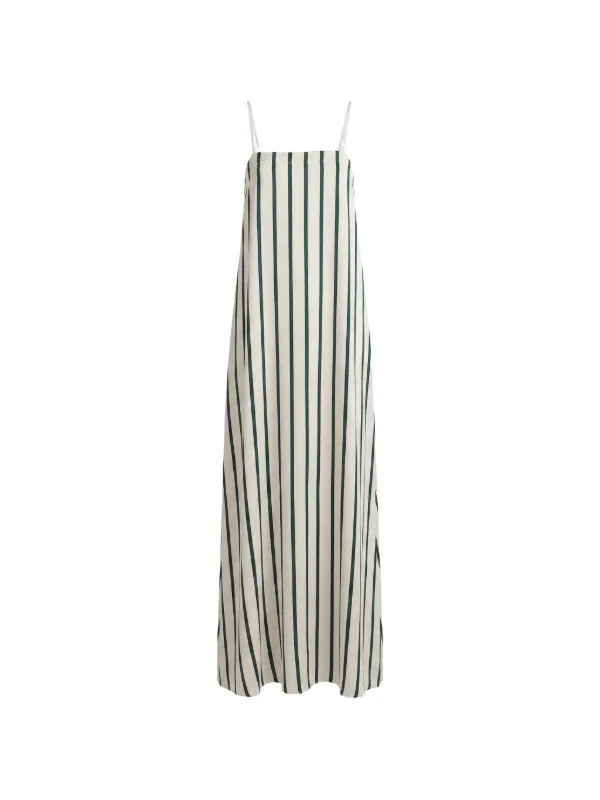 Bondi Born Cannes Striped Silk Maxi Dress in White