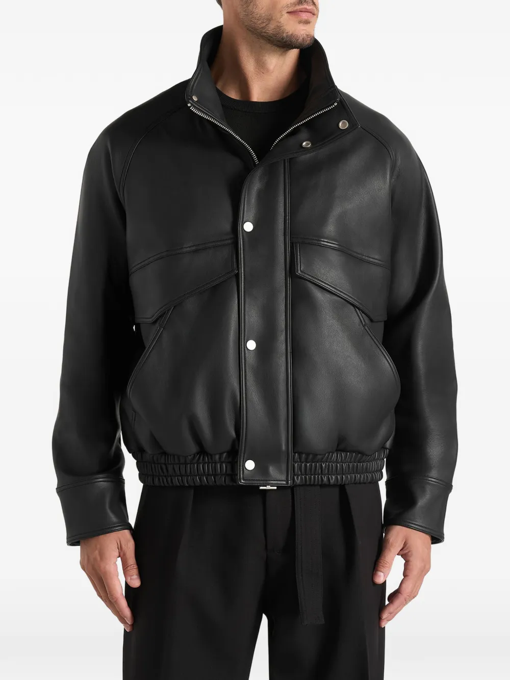 Manière De Voir Bomberjacke aus Leder - Schwarz