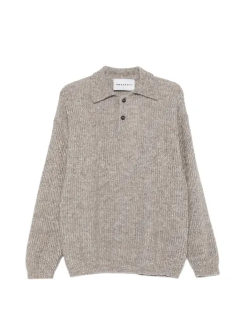 AMARANTO  ribbed-knit button-up sweater