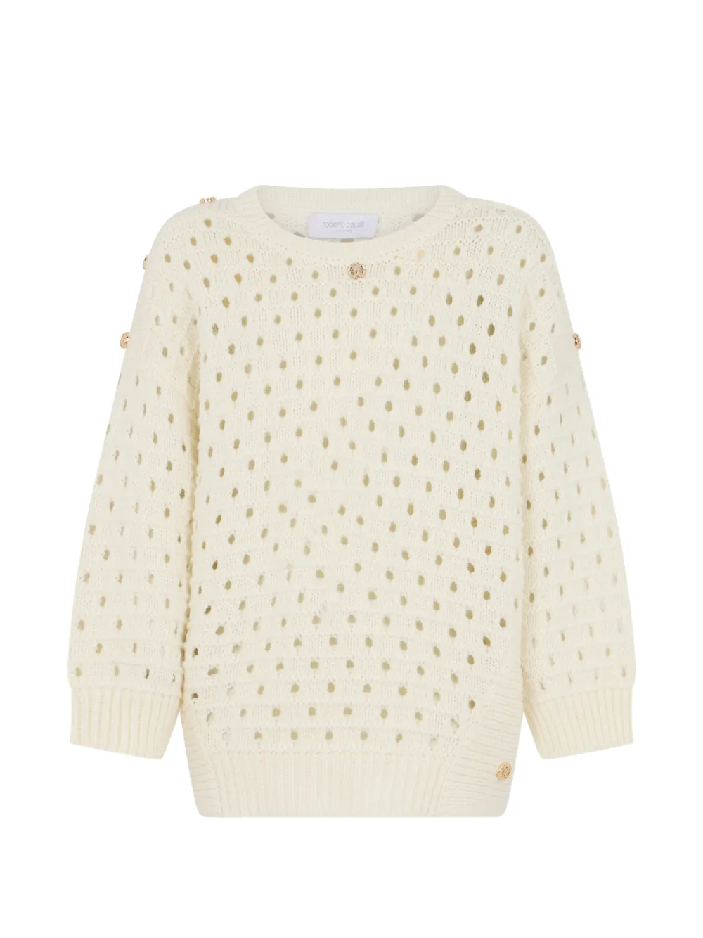 Roberto Cavalli Junior open-knit button-detail sweater - Nude