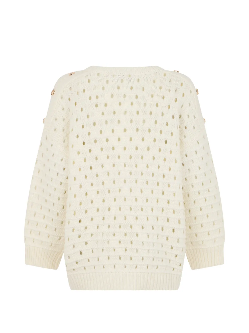 Roberto Cavalli Junior Opengebreide trui met knoopdetail Beige