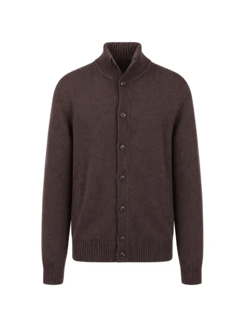slowear ribbed-knit high-neck cardigan