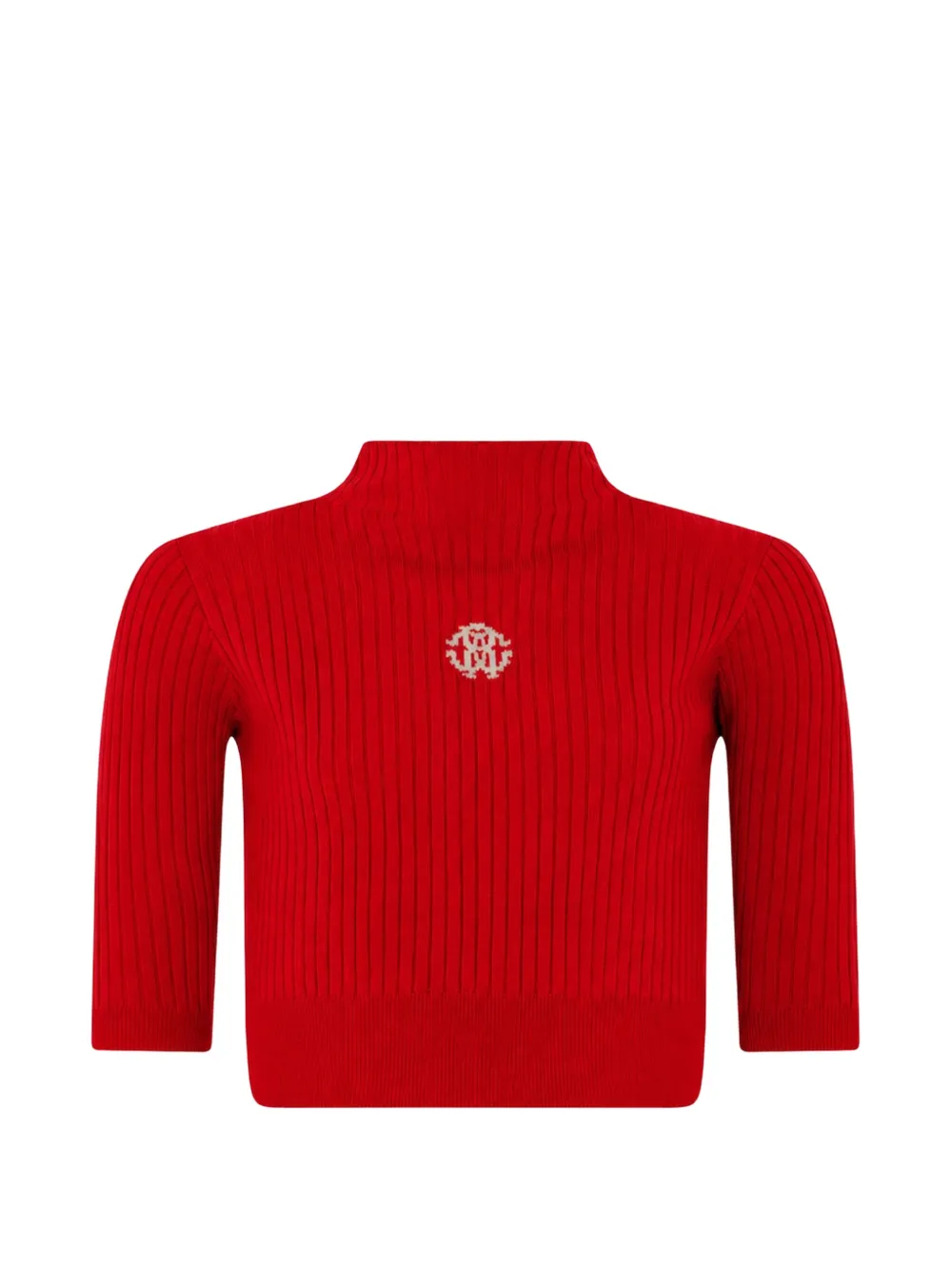 Roberto Cavalli Junior ribbed-knit monogram sweater - Rosso