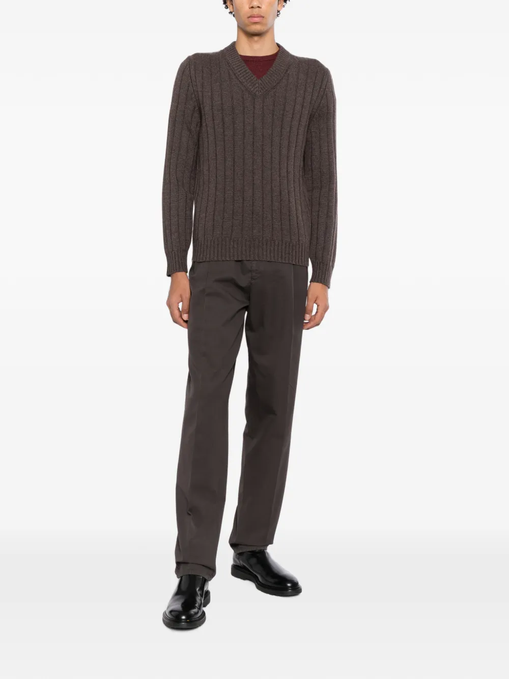 Brunello Cucinelli ribbed-knit jumper Bruin