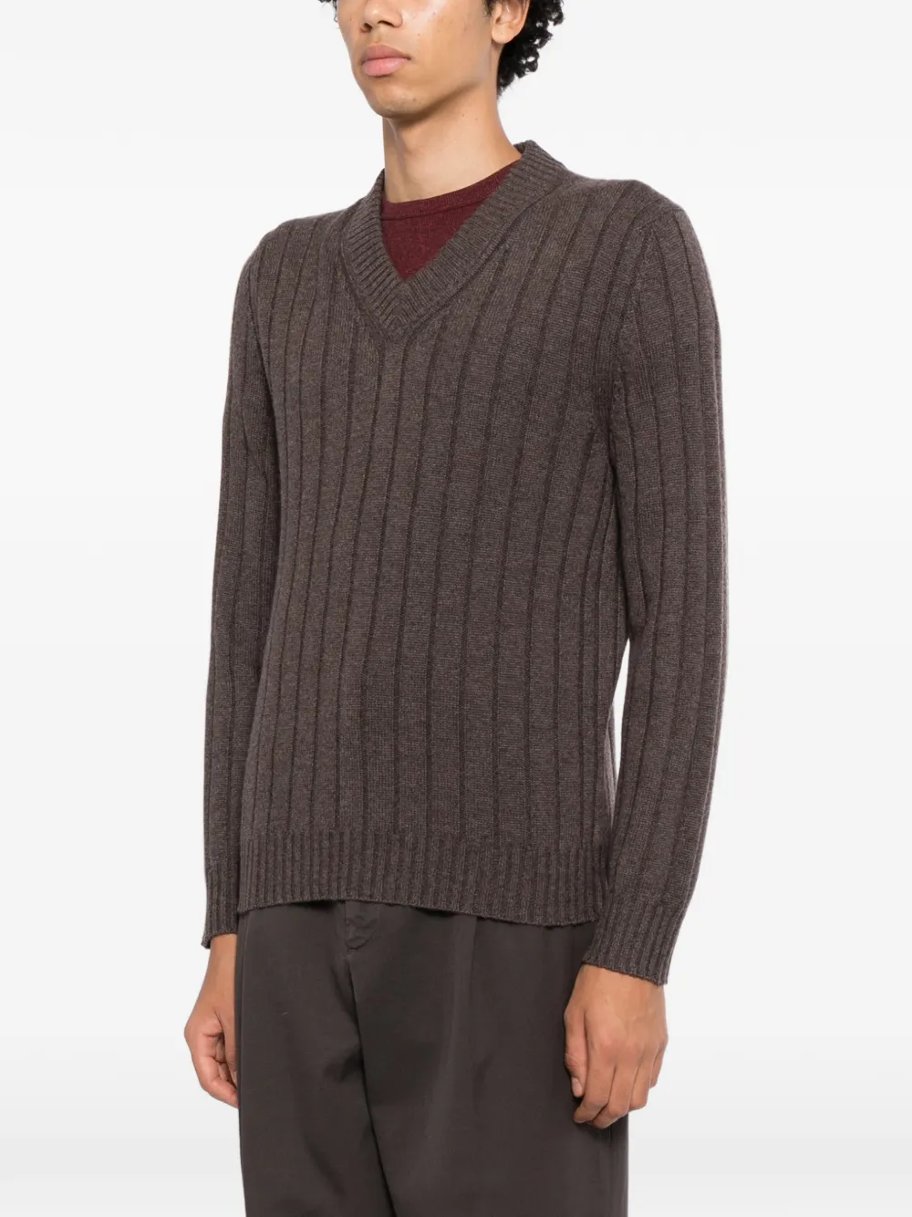 Brunello Cucinelli ribbed-knit jumper Bruin