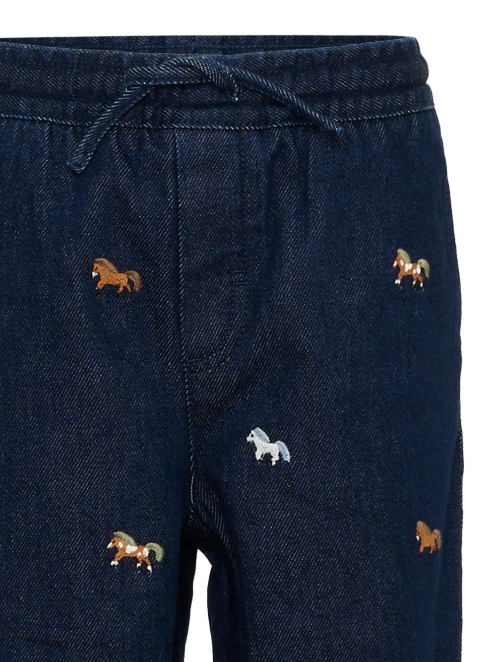 Stella McCartney Kids Straight jeans met trekkoord en geborduurd paard Blauw