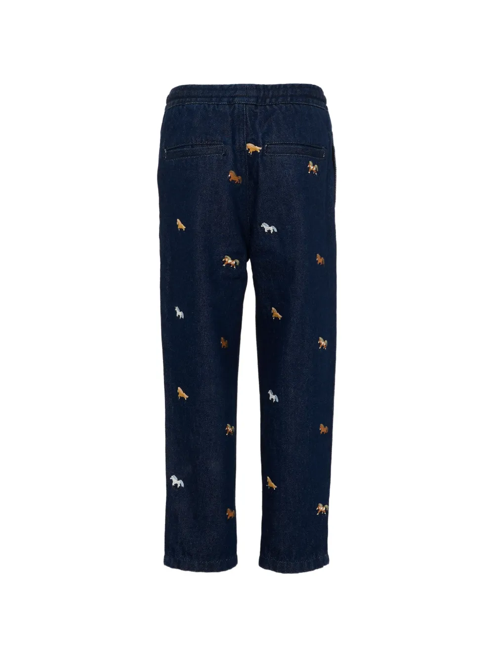 Stella McCartney Kids Straight jeans met trekkoord en geborduurd paard Blauw
