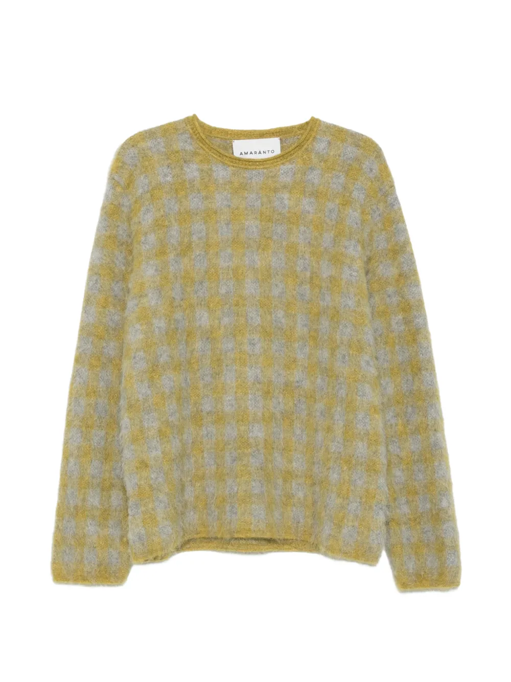 AMARANTO check brushed-knit sweater