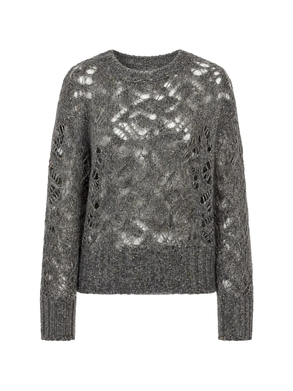 Max Mara Open-knit Sweater In Grey